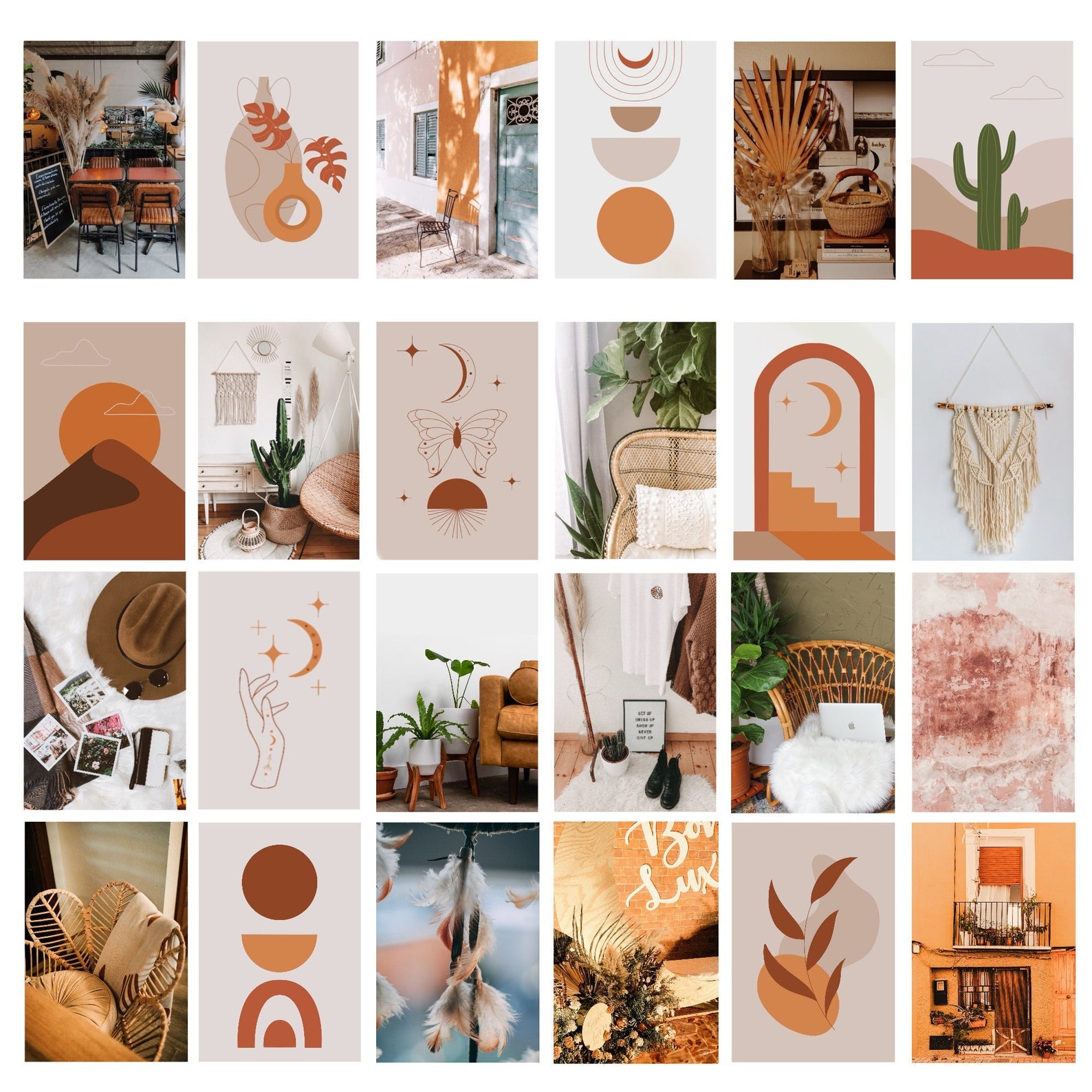 Wall Collage Kit Boho Aesthetic Collage Kit Printable Collage Etsy UK