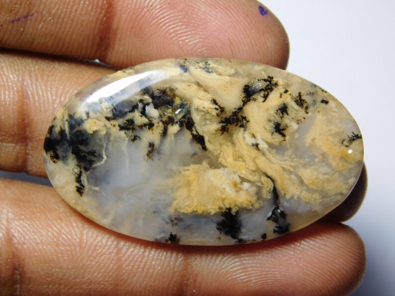 Tiger dendritic agate Cabochons,Tiger dendritic agate Gemstone,Tiger dendritic agate Loose Stone MM 41X24 Hand Polished  44Cts.