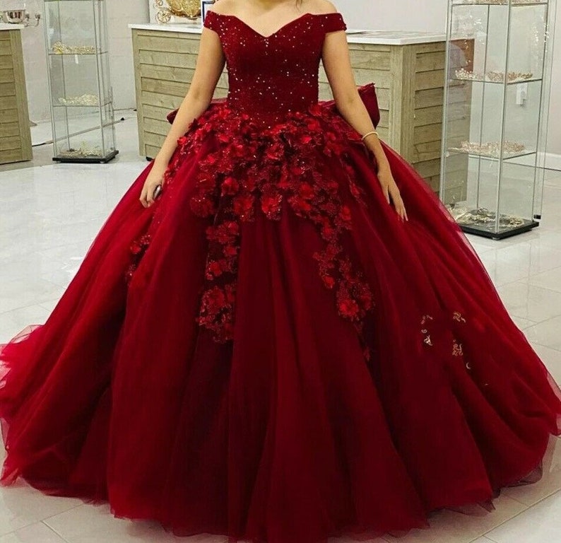 Red Wedding Dress Sweetheart Quinceanera Dress Ball Gown - Etsy