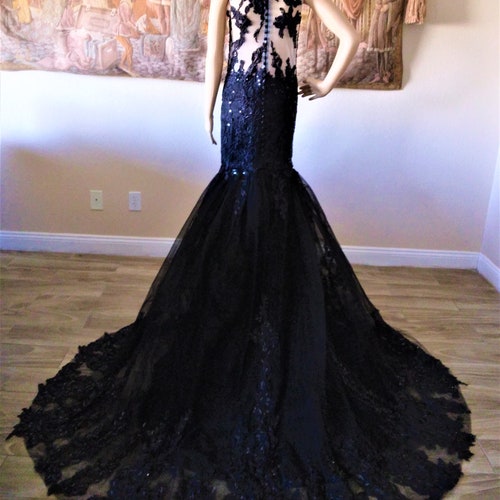Gorgeous Black Wedding Dress Black Gothic Wedding Dresses With - Etsy