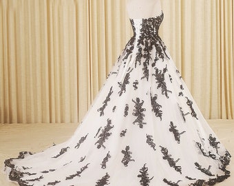 Black and White Wedding Dress - Etsy
