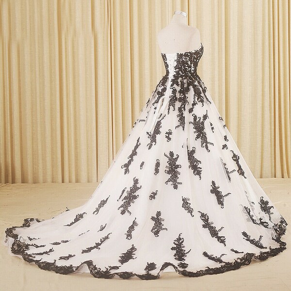 Black and White Wedding Dress Etsy