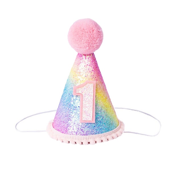 CLEARANCE Rainbow Birthday Party Hat | 1st Birthday | Dog & Cat Birthday Hat | Pet Party Hat