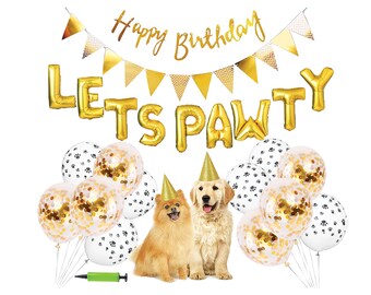 Colorful Dog Bday Party Bunting Decoration Dog Birthday Banner Happy Birthday Sign with Dog Face