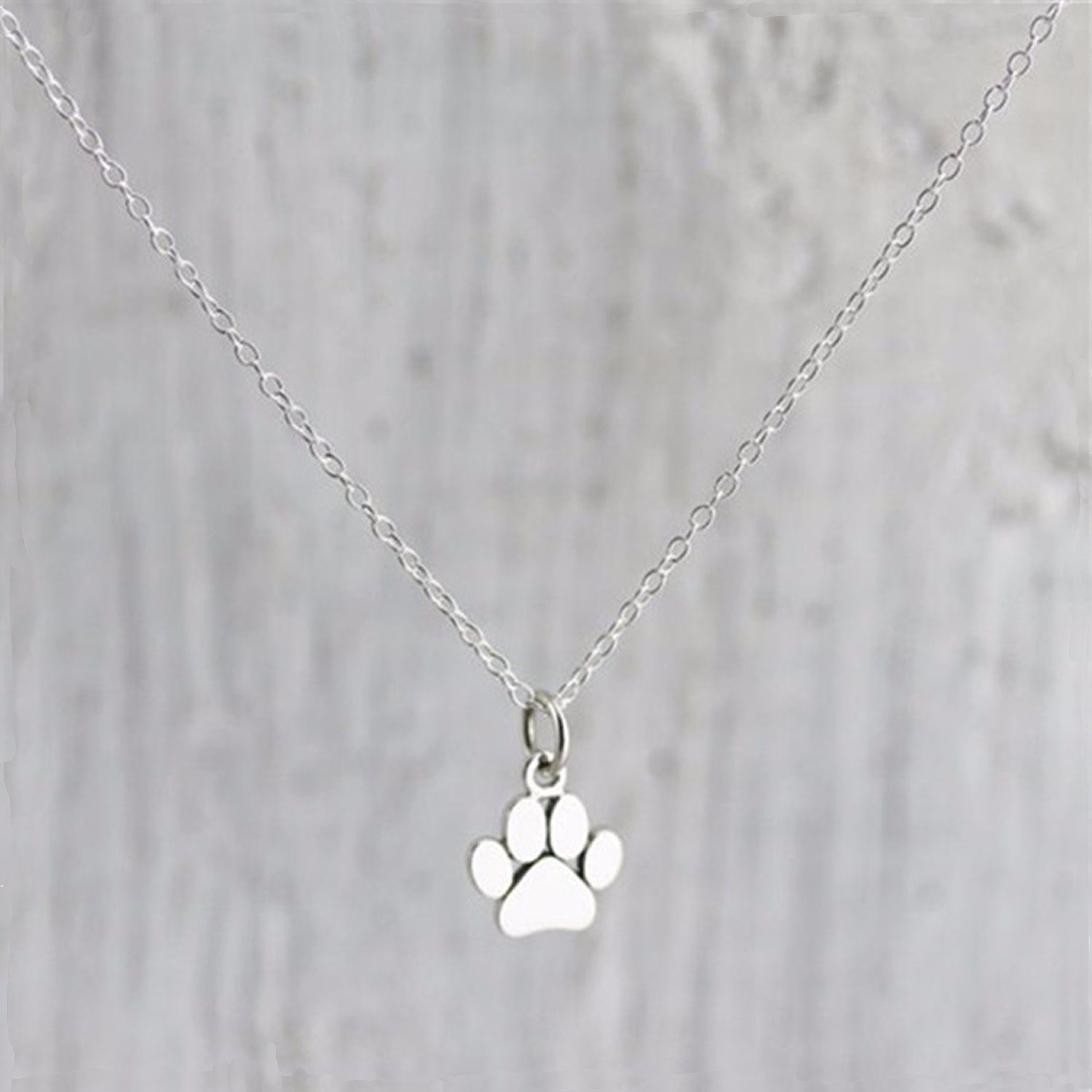 Paw Print Charm Necklace Sterling Silver Paw Necklace Gold - Etsy