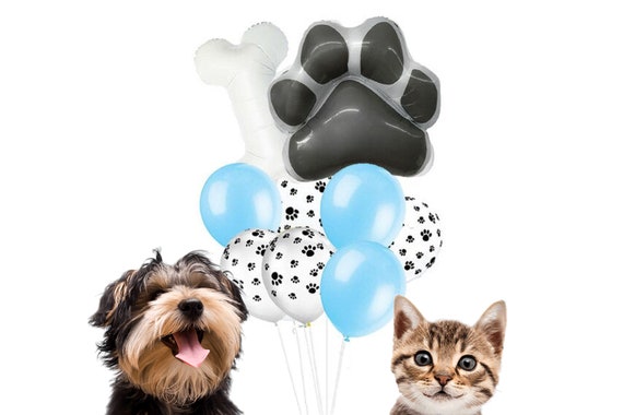 Pet Birthday Decoration Kit,, Dog Cat Birthday Balloons Blue Theme