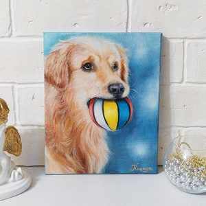 dog original oil painting on stretched canvas