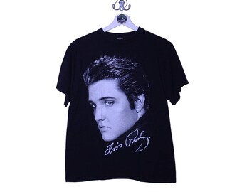 vintage elvis presley tshirt tee black short sleeve 90s good condition