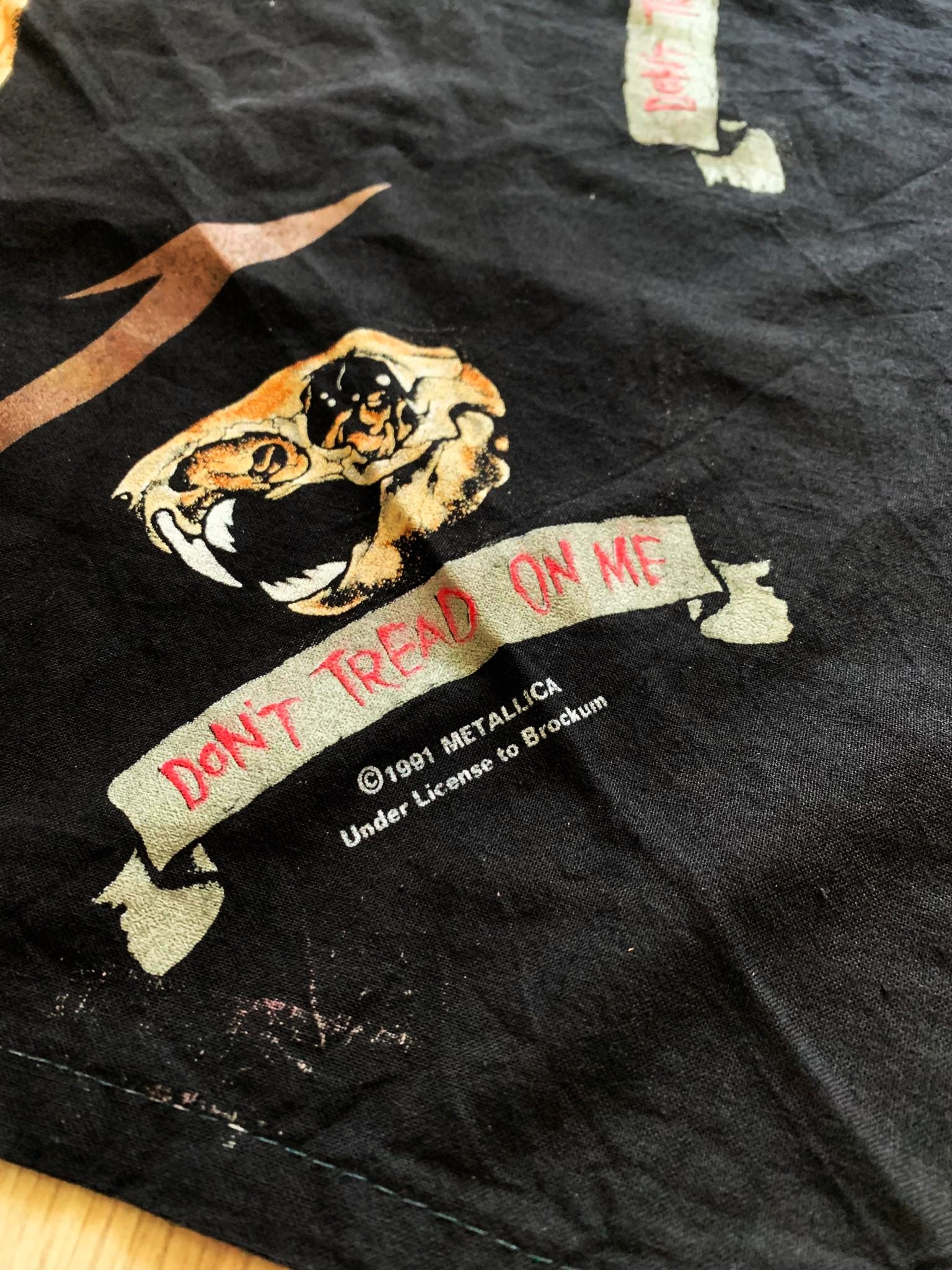 Vintage Metallica Dont Tread on Me Pushead Brockum 1991 Black Bandana ...