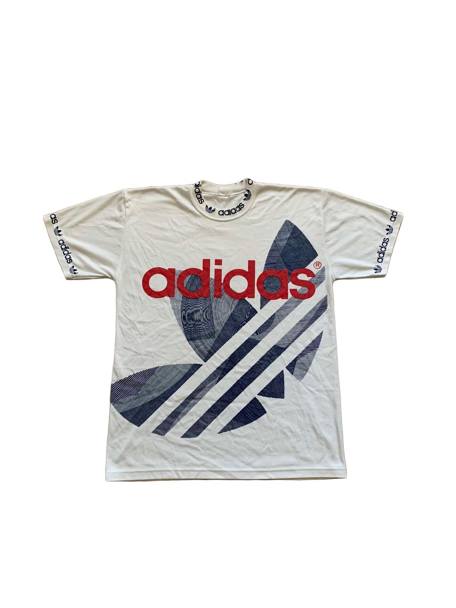 Vintage Adidas Trefoil Cut and Sew T Shirt Tee, Big Logo Spell Out 