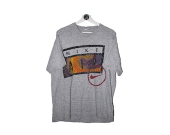 90s vintage Nike Single Stitch T Shirt Big Logo Swoosh Grey t-shirt rétro graphique