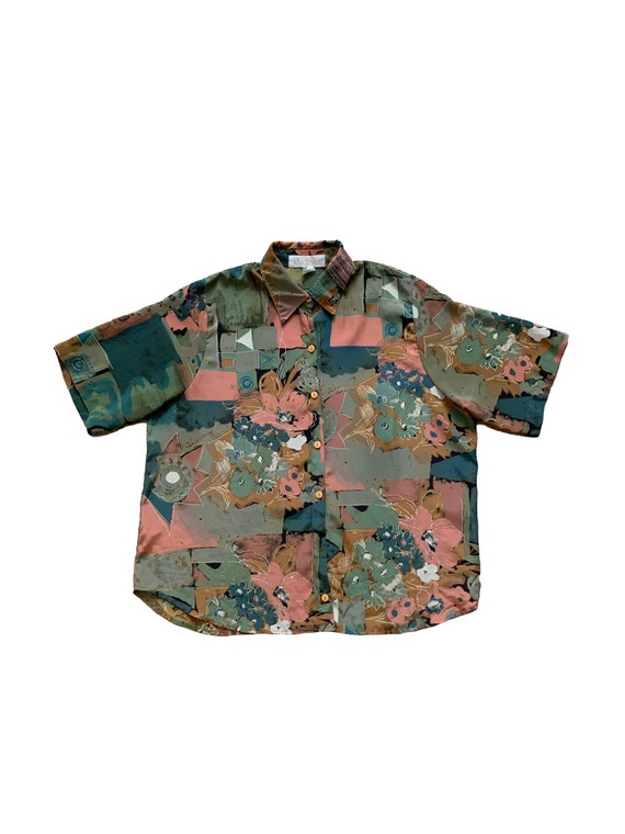 Vintage Christian Dior Silk Short Sleeve Button up Shirt 80s