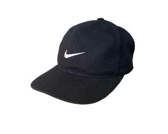 Vintage 90s Nike Embroidered Swoosh Snapback Hat OSFA Black gorp gorpcore dad hat Retro