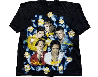 Koszulka z lat 90. z nadrukiem zespołu Take That Boy Band Group OVP AOP, bootleg Robbie Williams Rap Tee Pop