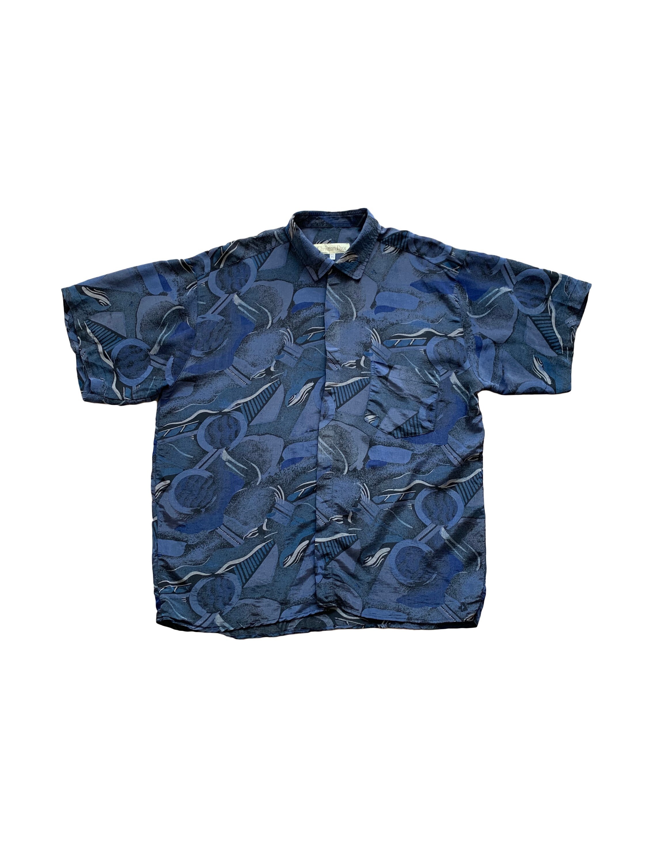 Vintage Christian Dior Silk Short Sleeve Button up Shirt 80s