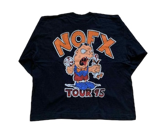 Camisetas vintage de los años 90, gira mundial de NOFX de 1995, diseño poco común, banda estadounidense de punk rock, álbum, sencillos, camiseta de manga larga, jersey negro de los años 90