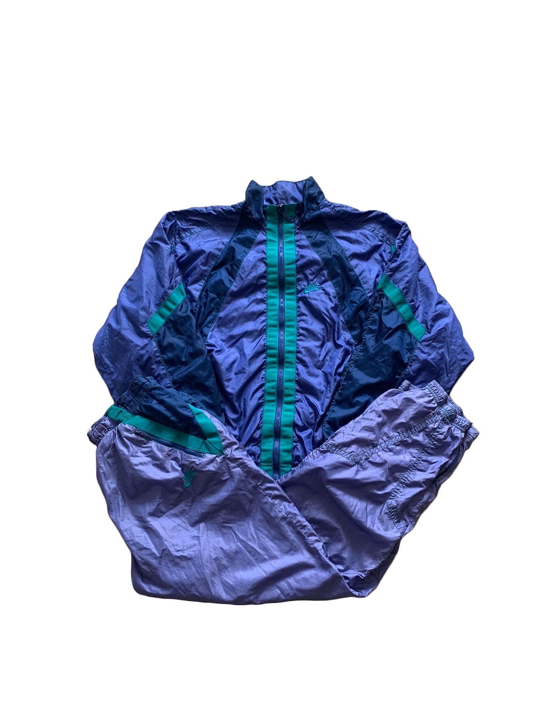 Vintage Nike Blue Purple Tracksuit Vintage 80s 90s Polyester Nike Track ...