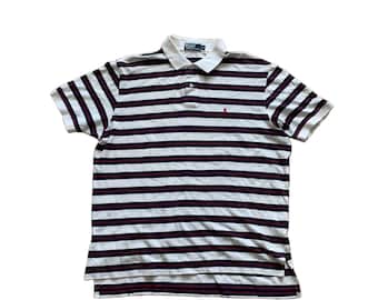 Vintage 80 90's Ralph Lauren USA Bold Colorblock Stripe POLO Rider
