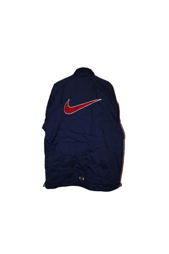 Nike Vintage Raincoat Windbreaker Jacket Big Swoosh Logo 90s Retro Navy Large Red