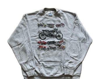 Vintage Harley Davidson Classic Bikes Motorcycles Screen Stars Sweatshirt Rundhalsausschnitt USA Grau Pullover Biker Motorrad 90er Jahre Retro