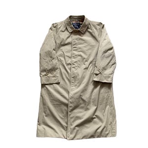 Burberry&#39;s Vintage Brown Beige Nova Check 90s London Trench Long Coat Jacket Mens Large