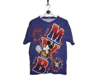 Vintage Disney Mickey Mouse All Over Print Camiseta Retro 90s