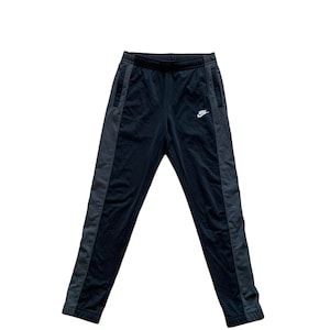 Vintage Nike Y2K White Tag Cuffed Sweatpants Joggers Windbreaker Retro Style Black Grey Swoosh Track Pants
