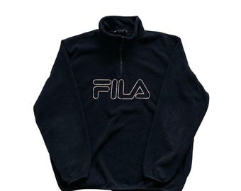 Vintage Fila Magic Line Fleece Jacket Zip Polartec 90s retro good condition gorpcore Sweatshirt Black Pullover