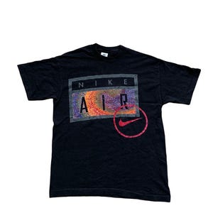 90s Vintage Nike Single Stitch T Shirt Big Logo Swoosh Black t-shirt retro graphic