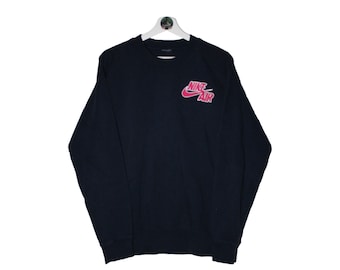 Vintage Nike Air Navy Center Swoosh bordado sudadera 90s Retro cuello redondo buen estado