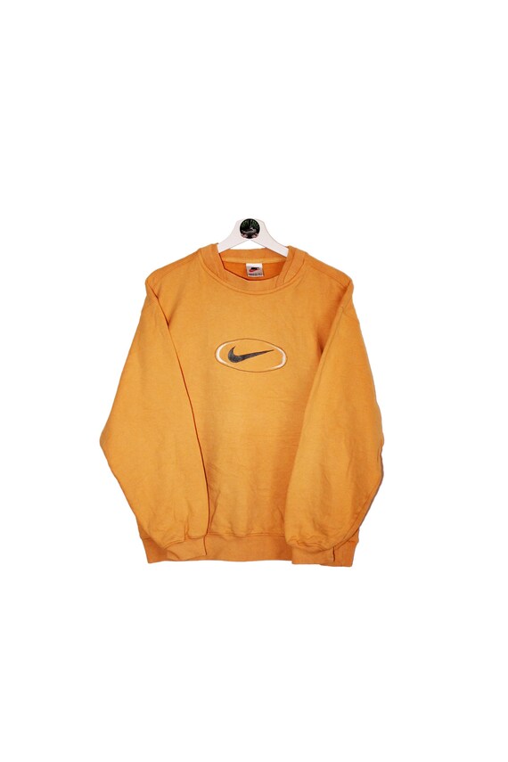 DirtyGrailz Vintage Nike Mustard Yellow Swoosh Embroidery Sweatshirt 90s Retro Crewneck Good Condition