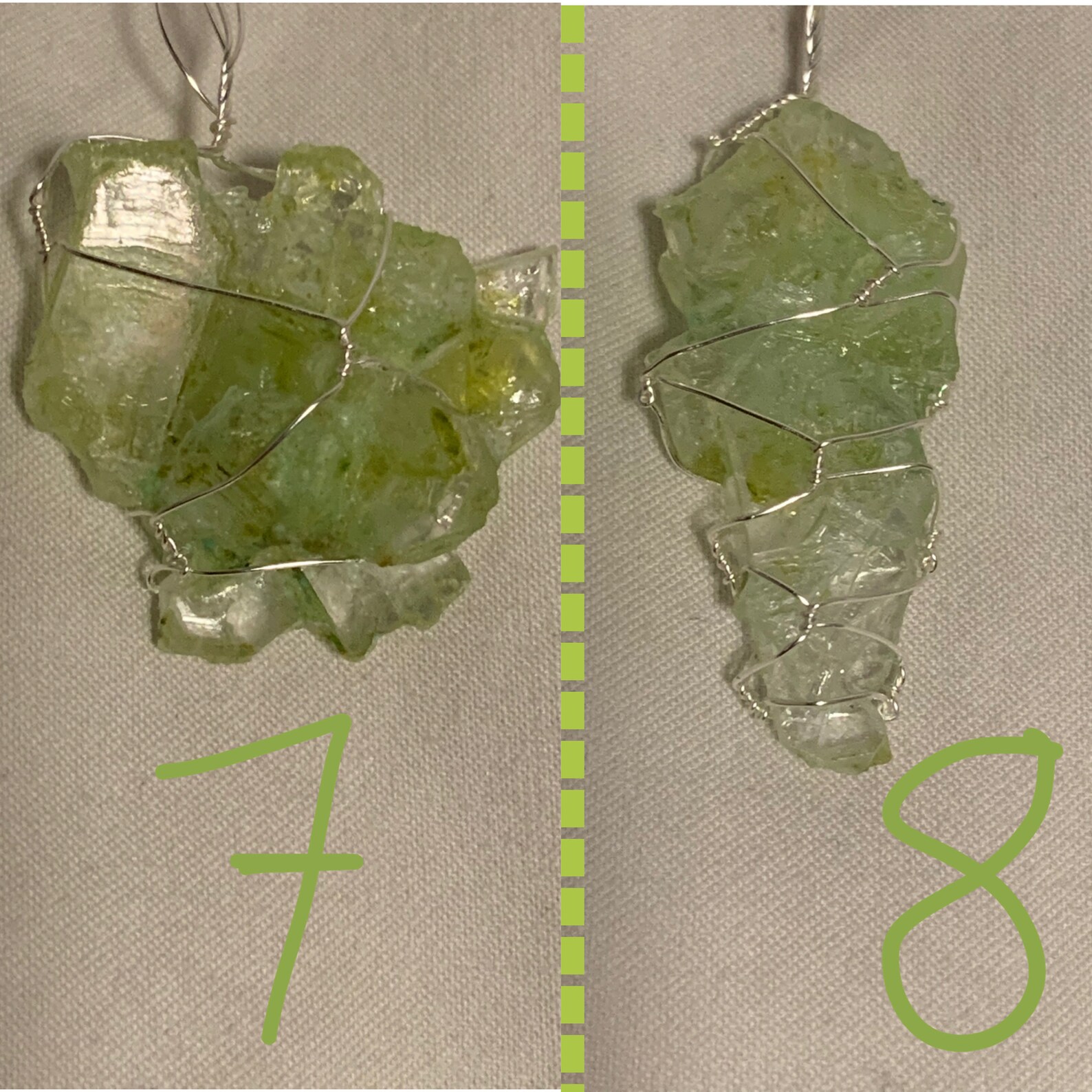 Sage green crystal necklace Etsy