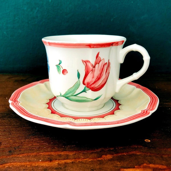 VILLEROY UND BOCH „Jardin dAlsace Fleur“ Kaffeegedeck #Tasse mit Unterteller #Landhausstil #Vintage #Blumendekor #Klasssiker #florales Dekor