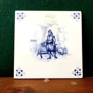 Delft Tiles, Holland 1870-1970, K.N.G. & S.F., Wall tile, vintage, collectible, anniversary edition, handpainted, historical representation