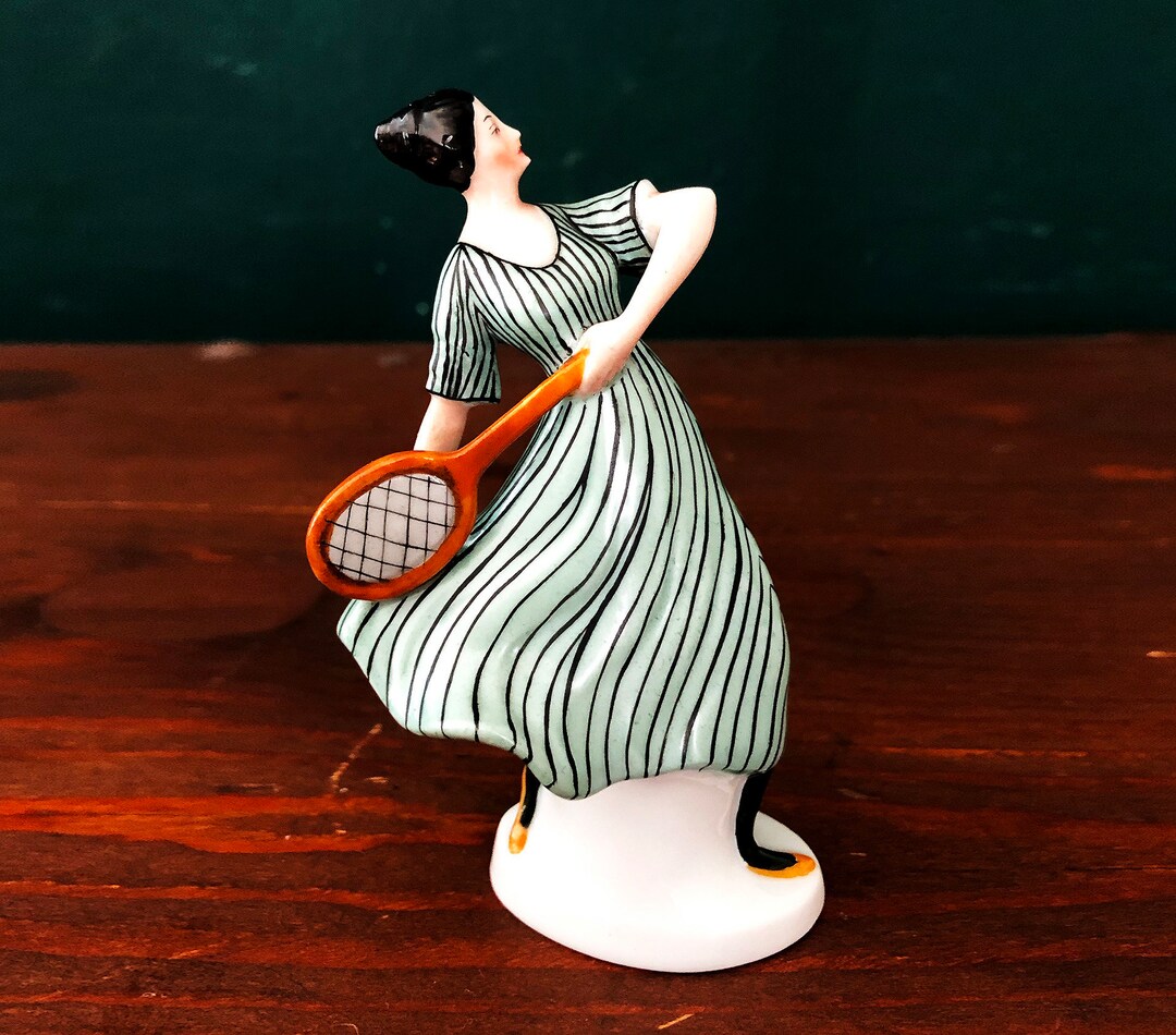 ANTIQUE Porcelain Figurine Tennis Player Fraureuth, 1920, Collectible Porcelain Figurine the