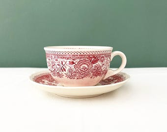 Tazza da tè rossa Villeroy & Boch Burgenland, design vintage circa 1970, servizio da tè, stile country, classico, vecchia serie, stoviglie