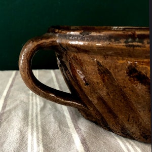 ANTIQUE GUGELHUPF SHAPE #Backform #Tonform #bäuerliche ceramics #Kuchenform #Landhausstil #19 century #braun glazed #Rarität #Vintage #Brocante image 4