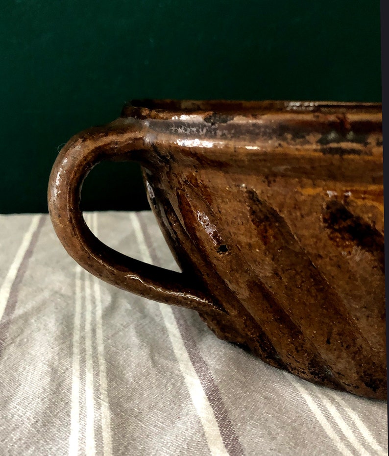 ANTIQUE GUGELHUPF SHAPE #Backform #Tonform #bäuerliche ceramics #Kuchenform #Landhausstil #19 century #braun glazed #Rarität #Vintage #Brocante image 4
