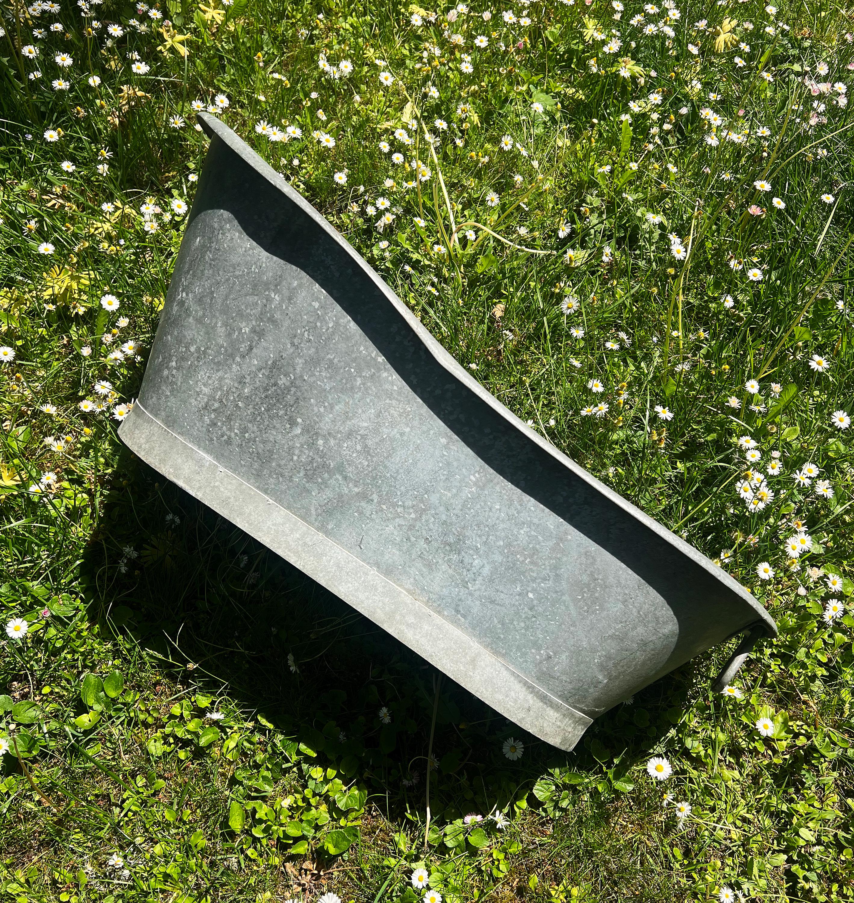 Enchanting Baby Bath, Rare Small Size! Vintage 1940s Zinc, Country