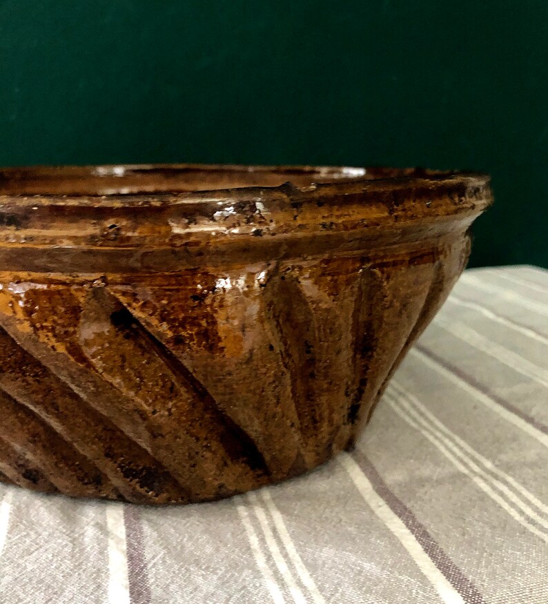 ANTIQUE GUGELHUPF SHAPE #Backform #Tonform #bäuerliche ceramics #Kuchenform #Landhausstil #19 century #braun glazed #Rarität #Vintage #Brocante image 5