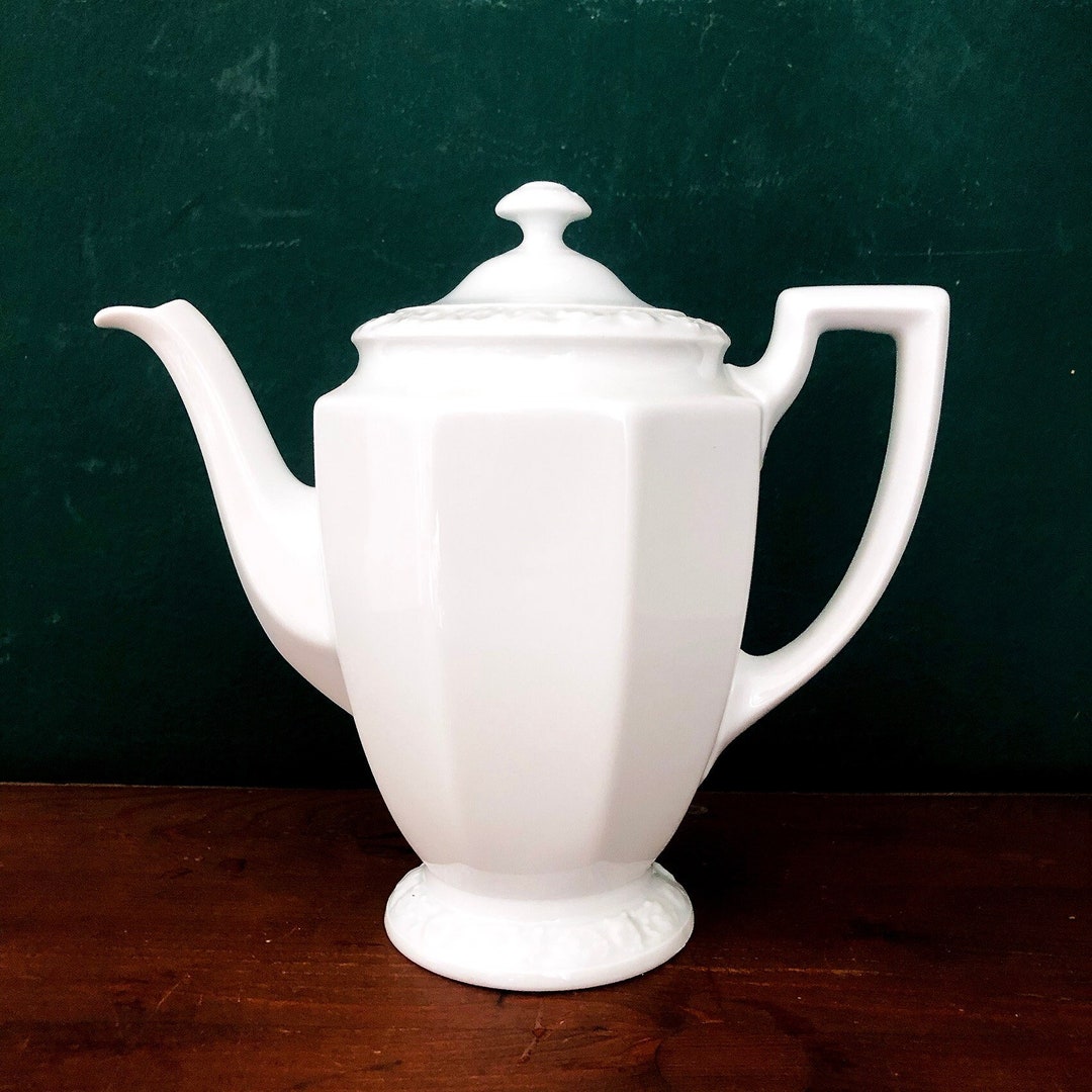 KAFFEEKANNE Maria Weiß von Rosenthal Classic, 80er Jahre, Durchmesser 32,00 cm, Porzellan Manufaktur, Klassiker Alte Serien, edles Porzellan