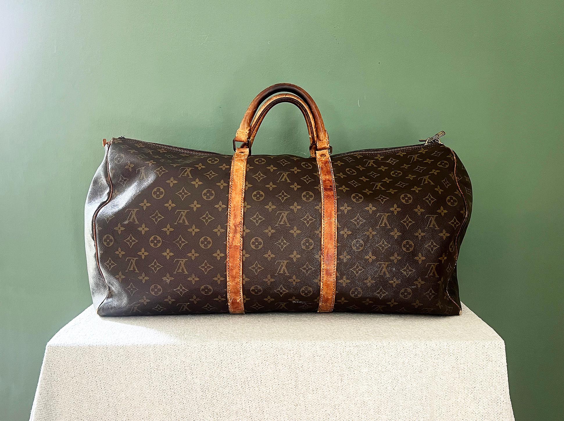 LOUIS VUITTON KEEPALL 60 Monogram Canvas and Leather Travel Bag
