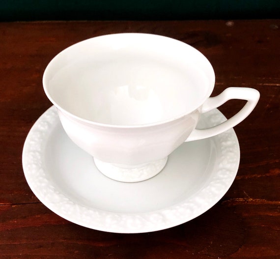 KAFFEETASSE mit Untertasse Rosenthal Maria Weiß Classic 80er Jahre, edle Tischkultur, Klassiker Alte Serien historische Porzellan Manufaktur
