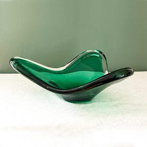 VINTAGE WMF Obst-, Glasschale um 1960, 3 Zungen Schale, Designklassiker, Mid-Century Murano Style, Wohndesign, Präsentationsschale