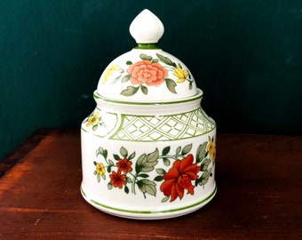 Zuckerdose mit Deckel von VILLEROY & BOCH Dekor Summerday Rosen Dekor, Vitro Porzellan, Klassiker Alte Serie, Landhausstil, Vintage