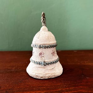 Decoração de árvore de Natal ANTIGA, sino grande feito de algodão / papelão, decoração de Natal rara e colecionável, feita à mão por volta de 1920, presente de Natal