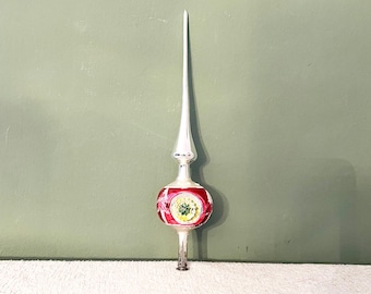 Encantador adorno para la punta del árbol de Navidad, Gablonz, década de 1930/40, soplado a mano, hecho a mano, adorno antiguo para la punta del árbol, adorno navideño, decoración para el árbol de Navidad.