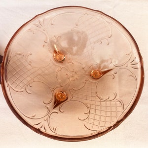 Ciotola da portata rosa vintage #3Foot Depressione rosa Ciotola di vetro # Bella dimensione # Modello di ornamento floreale