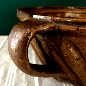 ANTIQUE GUGELHUPF SHAPE #Backform #Tonform #bäuerliche ceramics #Kuchenform #Landhausstil #19 century #braun glazed #Rarität #Vintage #Brocante image 10