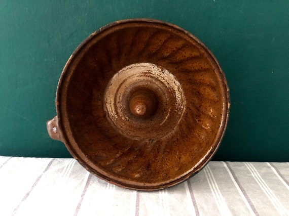ANTIKE GUGELHUPF-FORM #Backform #Tonform #bäuerliche Keramik #Kuchenform #Landhausstil #19 Jhd #braun glasiert #Rarität #Vintage #Brocante